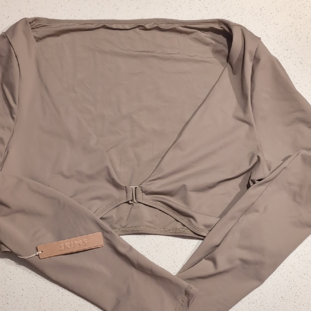 SKIMS Taupe Long Sleeve Wrap Top Recycled Swim